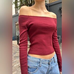 Brandy Melville Off Shoulder Long Sleeve Top